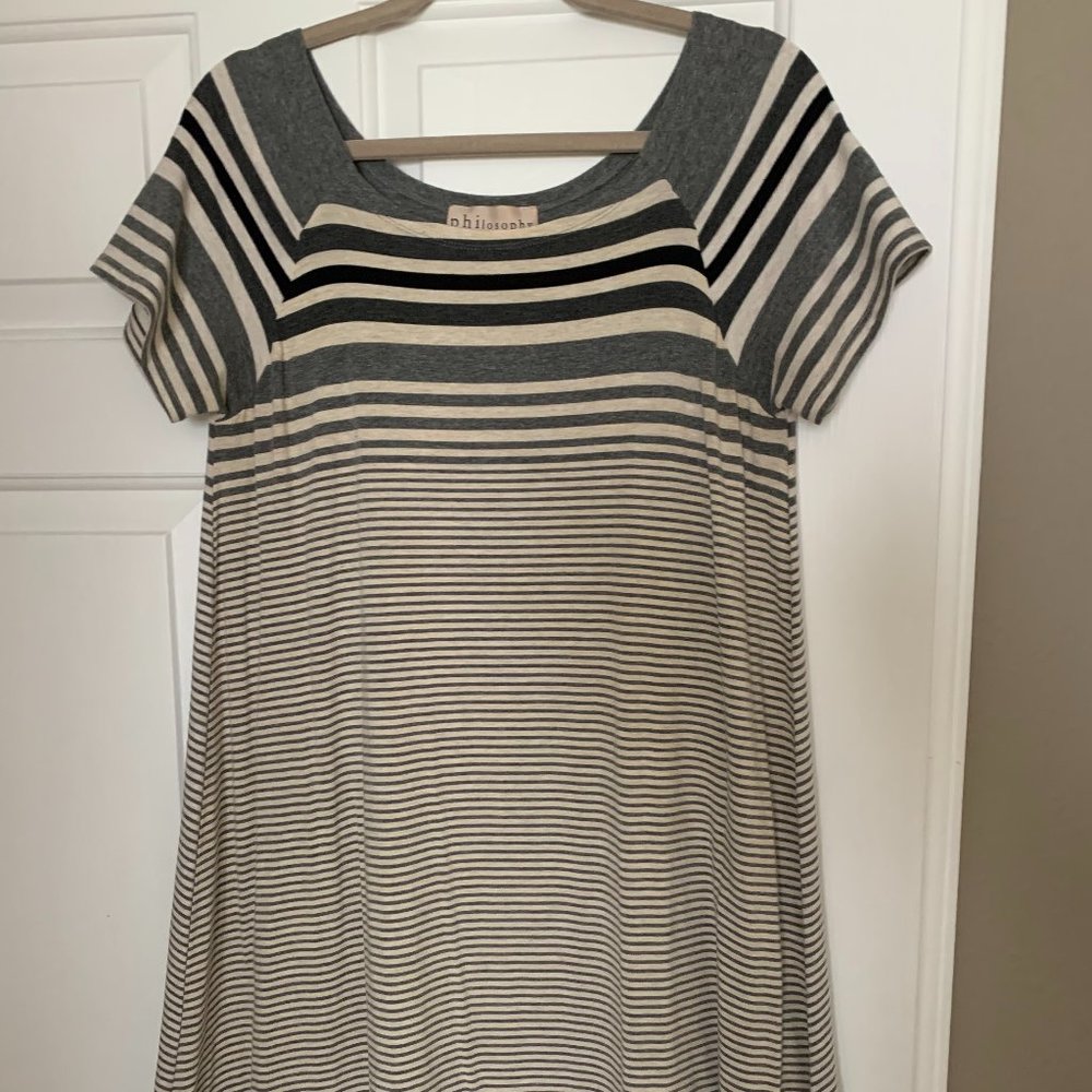 Gray and White Stripped Philosophy Dress
